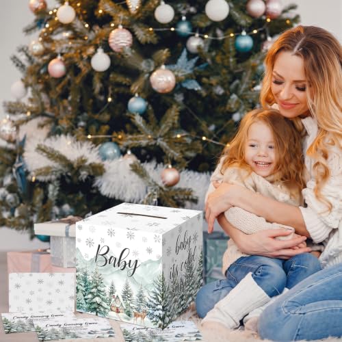 Glenmal Baby Shower Game Kit with Large Bottle & Card Box - It's Cold Outside Theme