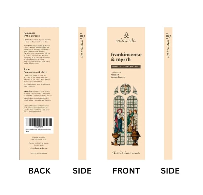 Frankincense & Myrrh Incense Sticks (80 Pack) - Charcoal-Free & Handmade