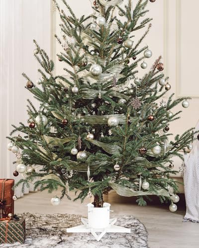White Christmas Tree Stand for Up to 6.5ft Trees - Fits 4.7 Inch Trunks, Xmas Tree Holder