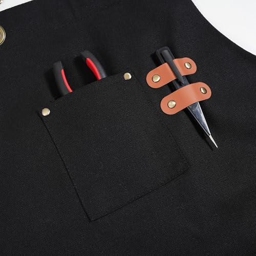 Heavy-Duty Canvas Work Apron with Pockets and Adjustable Cross-Back Straps