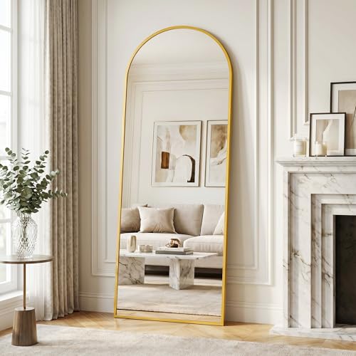 58" x 19" Arched Full Length Floor Mirror, Shatterproof Standing Body Mirror