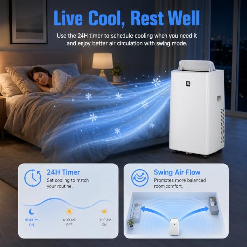 14000 BTU Portable Air Conditioner for Rooms Up to 750 Sq Ft