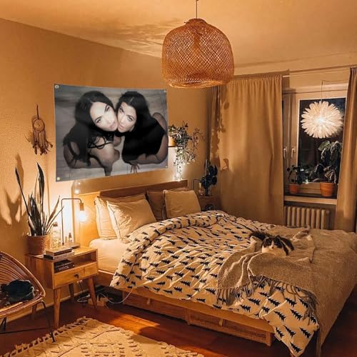 3x5 Ft Megan Fox & Kourtney Kardashian Flag Tapestry with 4 Brass Grommets