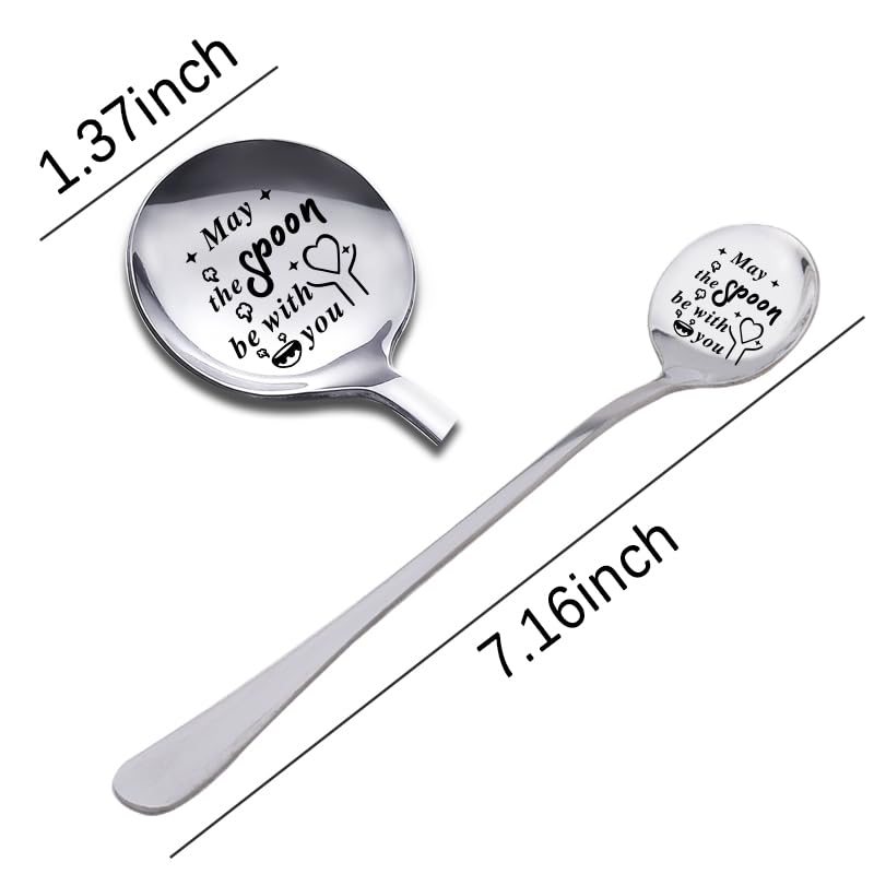 Yaozeio Stainless Steel Soup Spoons Set - Engraved Gift for Family & Friends