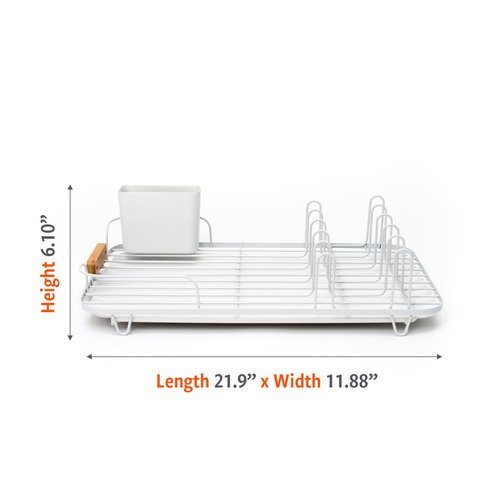 Full Circle Dish Jockey Extra Large Dish Drying Rack – Space Saving Drying Rack for Kitchen Counter – Stainless Steel and Recycled Plastic Drainer with Holders for Plates, Cutlery, Pots and Pans