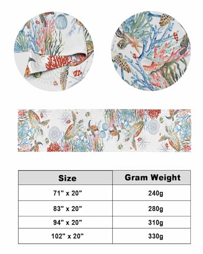 Coastal Sea Turtle Satin Bed Runner for King Size Bed - 94 x 20 Inch