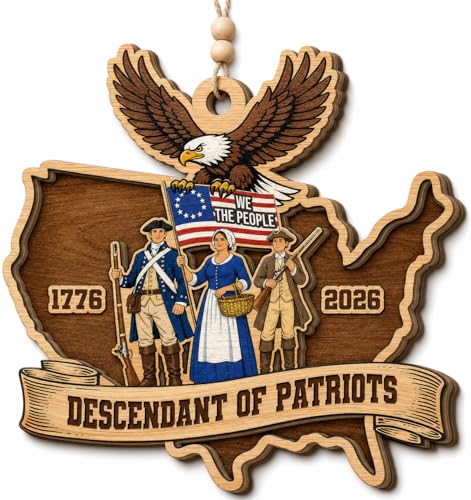 USA 250th Anniversary Wooden Ornament - We The People Patriotic Keepsake