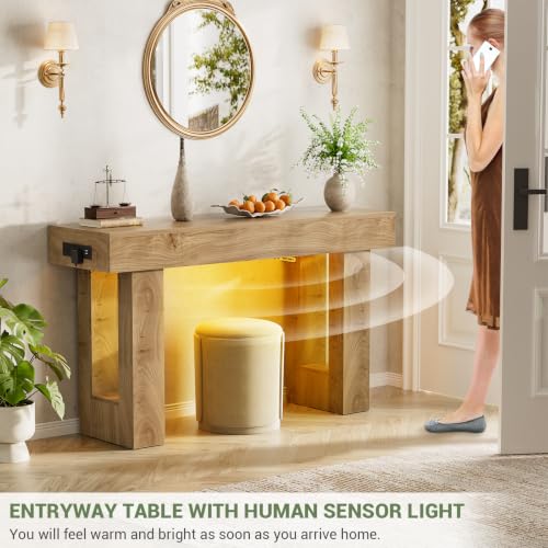 47-inch Console Table with Power Outlets, USB Ports and Sensor Light