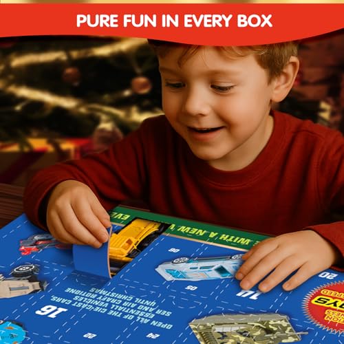 Kids Christmas Advent Calendar with 24 Die-Cast Alloy Toy Cars & Play Map