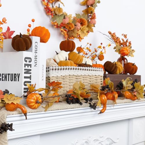 15PCS Artificial Velvet Pumpkins 2.75-Inch Fall Harvest Home Decor