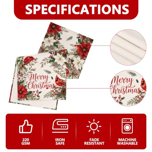 Siilues 13x108 Inch Christmas Table Runner – Poinsettia 220 GSM Polyester Decor