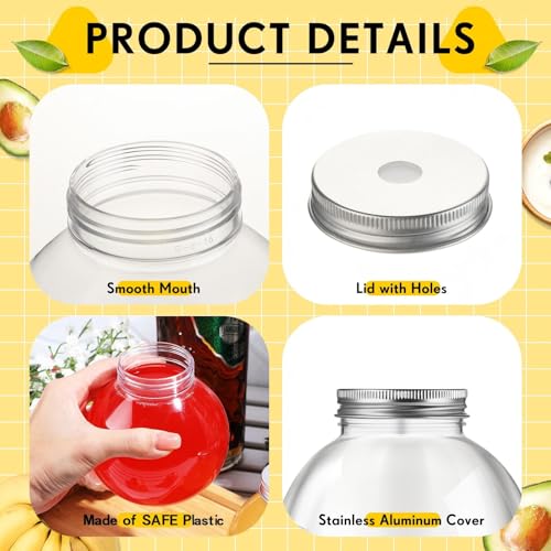 Yaomiao 12 Pcs 10oz Mini Fish Bowl Cups with Lids & Red Straws, Clear 300ml
