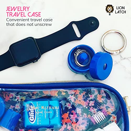 Pink Lion Latch Travel Jewelry Box & Keychain - Small Ring & Organizer Case