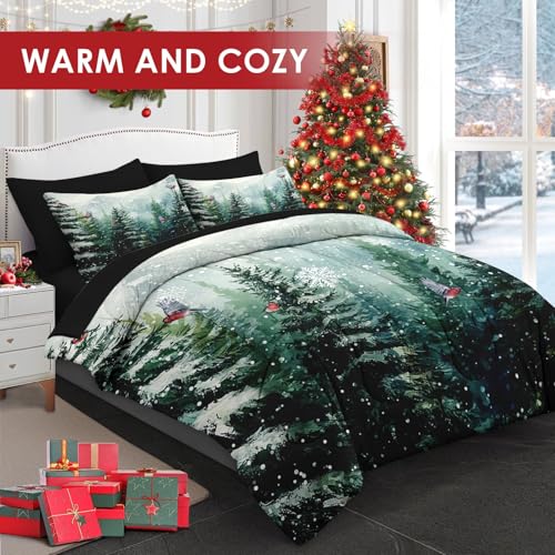 WeCozy King Christmas Tree Comforter Set with Sheets - 7 Pieces Winter Bedding