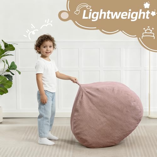 2.5ft Corduroy Bean Bag Chair with Memory Foam Filling - Pink