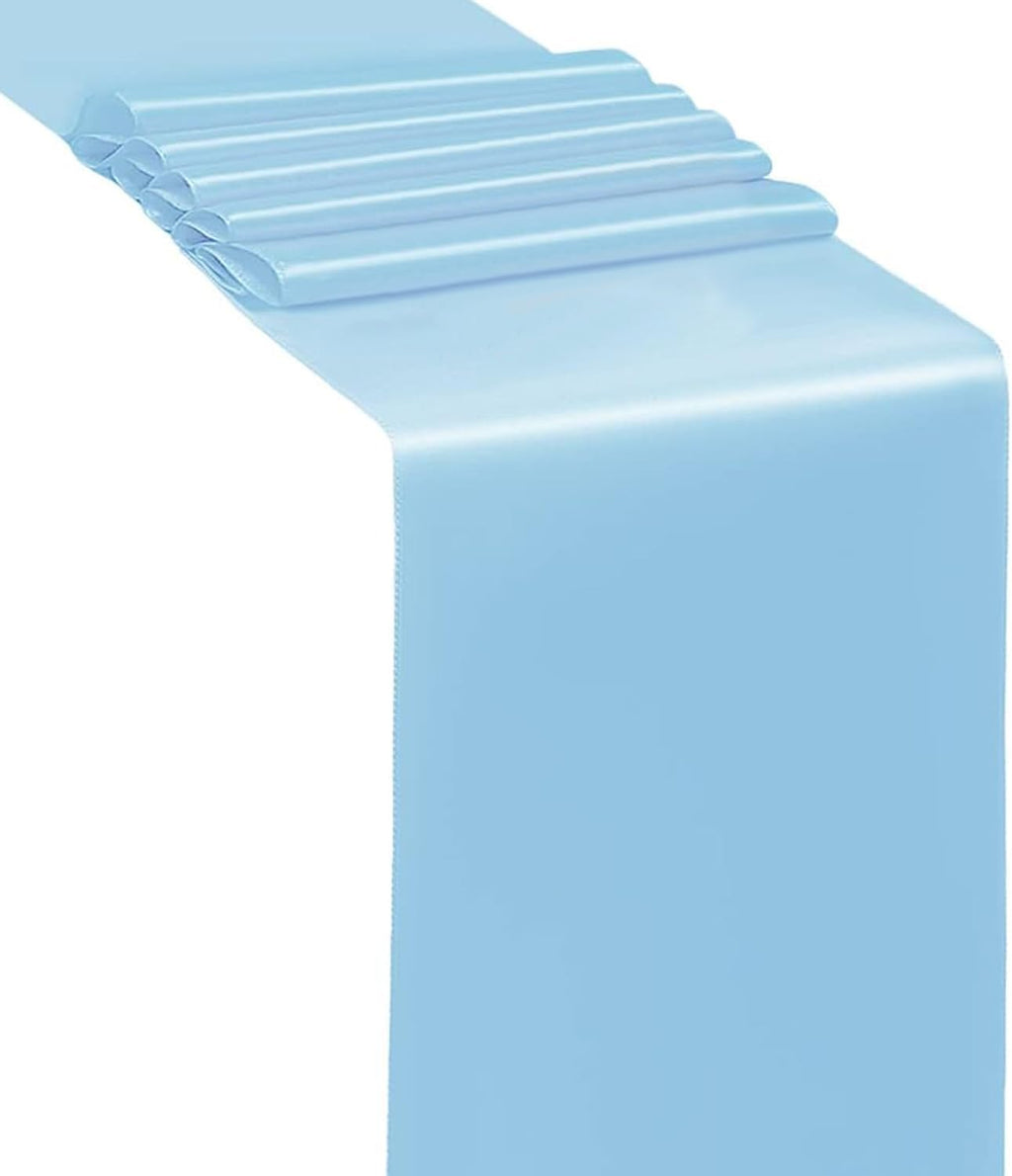 Regine Switzerland Baby Blue Satin Chair Sashes - 50 Elegant 7x108 Inch Bows for Weddings & Parties