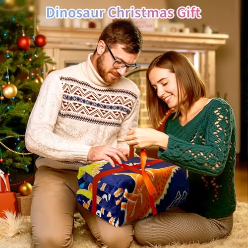 Glow in the Dark Dinosaur Throw Blanket for Kids, Soft Fleece 40x50 Inch