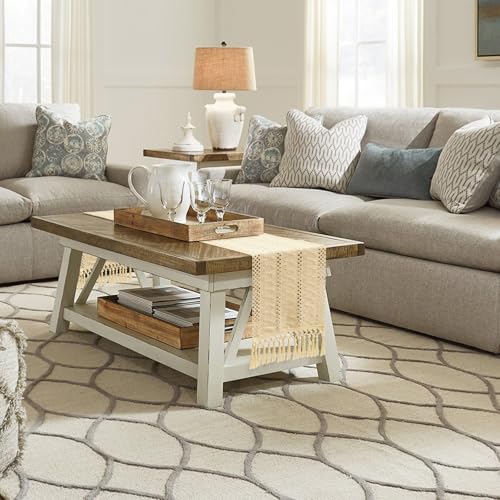 OTOSTAR Beige Macrame Table Runner 48 Inch Rustic Farmhouse Decor Tassels