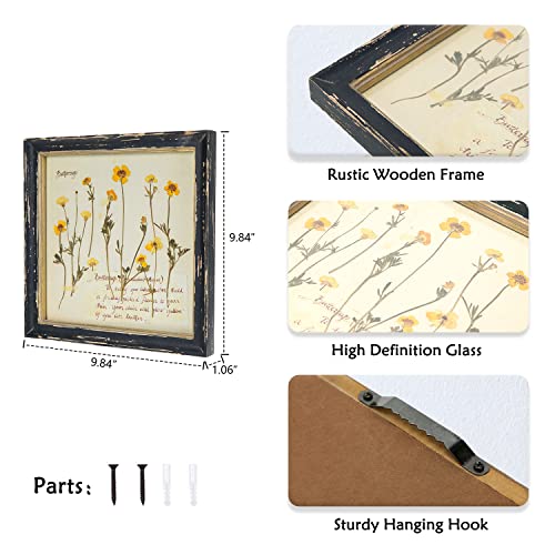 NIKKY HOME Vintage Botanical Wall Art Set of 4 - 10x10 Inch Floral Prints for Living Room Bedroom Bathroom