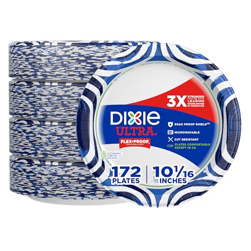 Dixie Ultra Large Paper Plates, 10 Inch, 172 Count Heavy Duty Disposable