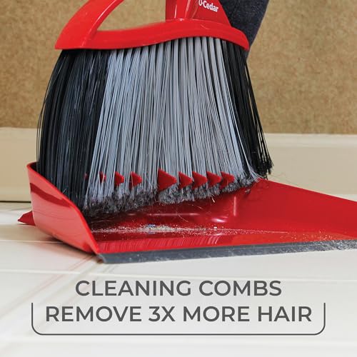 Pet Hair Broom and Step-On Dustpan Set - Dual Bristle Floor Sweeper