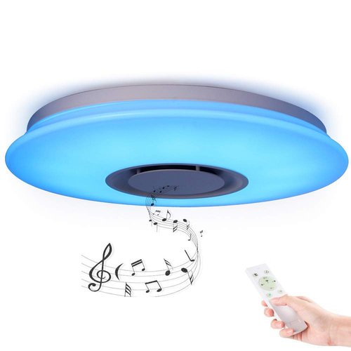 HOREVO Premium Ceiling Lights with Bluetooth Speaker 19.7-inch 36W, Dimmable 95-265V Modern Smart Home Party Light, Brightness and Music via Phone APP (Remote Includes)
