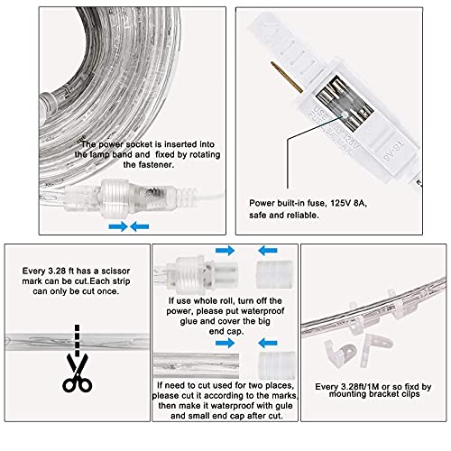 50ft LED Rope Light, Waterproof Outdoor Flexible Lighting for Patio & Garden
