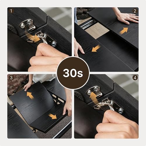 Ahomly 63" Extendable Dining Table Set with 180° Flip Leaf - Black