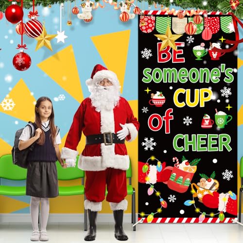 Be Someone’s Cup of Cheer Christmas Door Banner – 78.7 x 35.4 in Fabric Backdrop