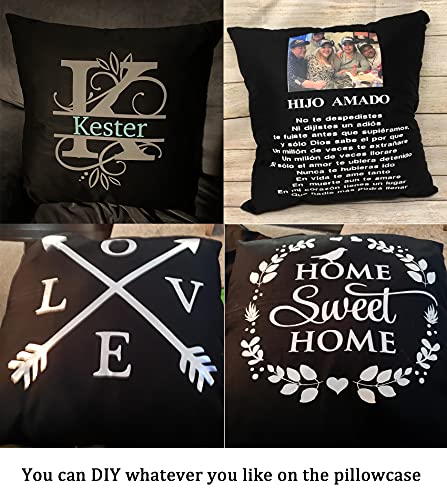 Thmyo 100% Cotton Throw Pillow Covers 18x18 Inch, 4-Pack - Black DIY Blank