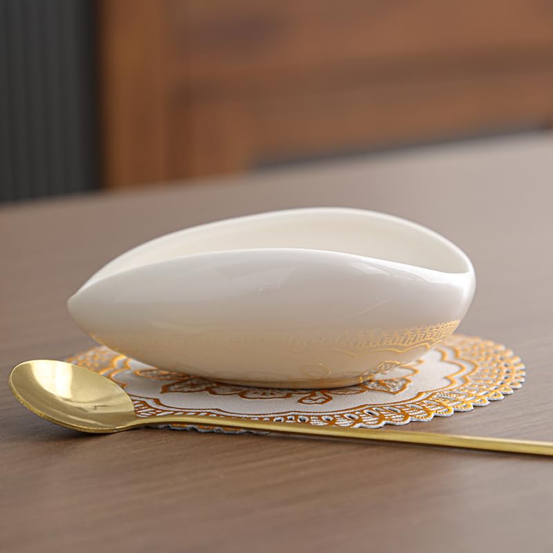 weigeqi Ceramic Spoon Rest Mini Coffee Spoon Holder & Spoon Set, Small Ceramic Spoon Rest, Coffee Stirrer, Teaspoon, Bar Spoon - Coffee Bar Accessories (white)