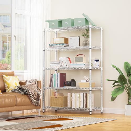 5-Tier Heavy Duty Steel Wire Storage Shelving Unit 1750 LBS Capacity