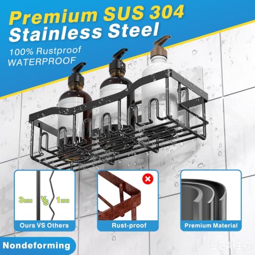 Shower Caddy 2 Pack Rustproof Stainless Steel Adhesive Organizer