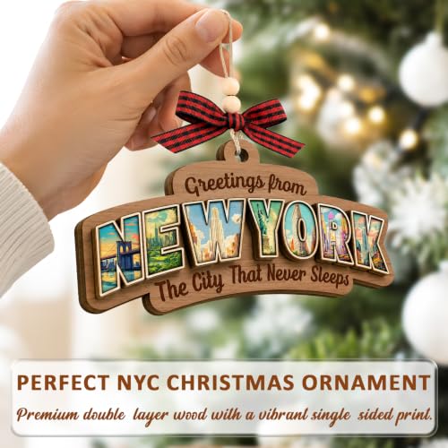 NYC Christmas Ornament - New York Landmarks Wooden Keepsake Gift