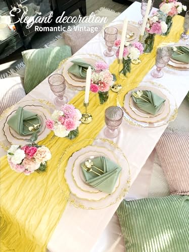 10 Pack Light Yellow Cheesecloth Table Runner 17x108 Inch Boho Gauze Linen