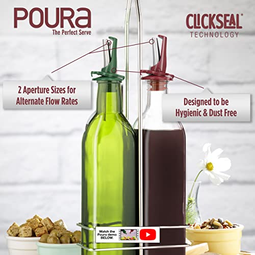 Poura Airtight Oil & Vinegar Dispenser Set | Drip-Free Kitchen Spouts