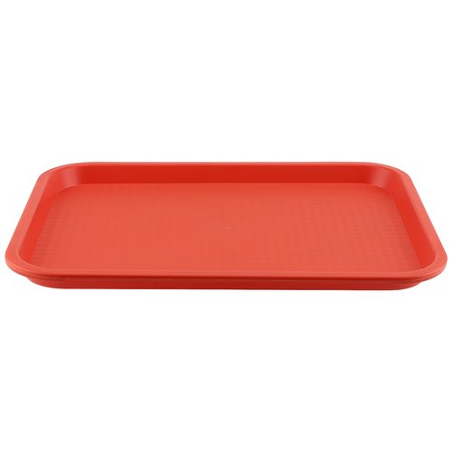 ZOENHOU 14 Pack 16 x 12 Inch Fast Food Tray, Rectangular Cafeteria Serving Trays, Plastic Trays for Food, Orange