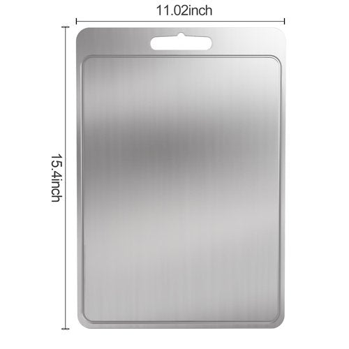 Stainless Steel Cutting Board, 15.74" x 11.02", Metal Chopping Board for Meat, Fruits & Vegetables, Durable & Hygienic, Juice Grooves