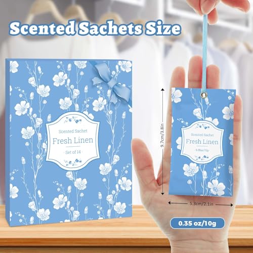 Linen Scented Sachets for Drawers and Closets - 14-Pack Air Freshener