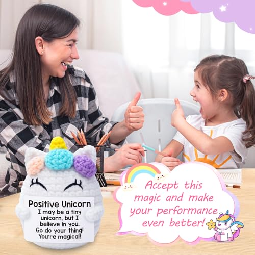 Handmade Crochet Positive Unicorn Keepsake - Encouragement Desk Gift