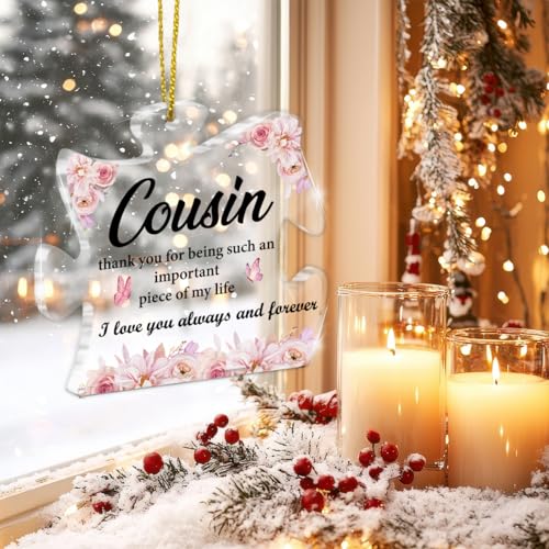 Cousin Acrylic Puzzle Piece Ornament - Gift for Birthday Christmas Thanksgiving Wedding — Variation: Cousin