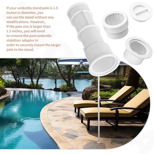 Adjustable Pool Umbrella Stand with Sleeve for Decks and Floors, White
