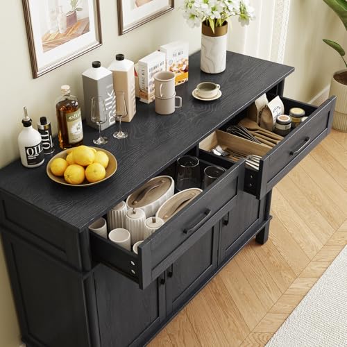 48-Inch Farmhouse Buffet Cabinet - Wood Sideboard with 2 Drawers & 3 Doors