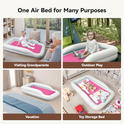 Inflatable Toddler Travel Bed with Safety Bumpers & Electric Pump