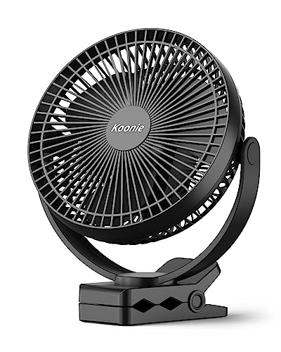 Koonie 8-Inch Rechargeable Clip-On Fan with 10000mAh Battery & 4 Speeds