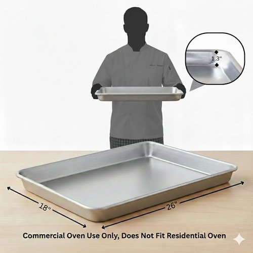 Chef Approved 26-Inch Aluminum Sheet Pan - Heavyweight Commercial Baking Tray | 26"W x 18"D x 1.13"H