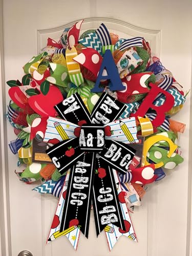Back to School Wreath Bows - 2 Pack Decorative Teacher Bows for Front Door