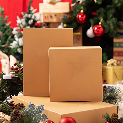 JOYIN 12PCS Christmas Brown Gift Boxes with Lids for Presents, 4"