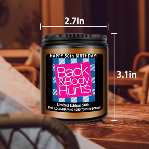 Funny 50th Birthday Lavender Scented Candle - Gift for Women and Men