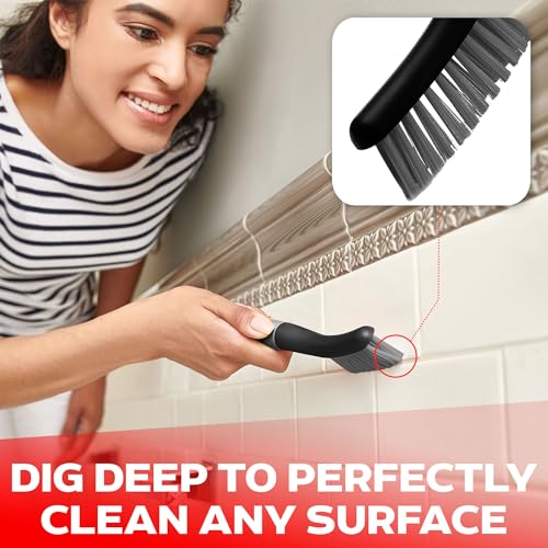 3-Piece Scrub Brush Set with Ergonomic Handle for Tile, Grout & Shower
